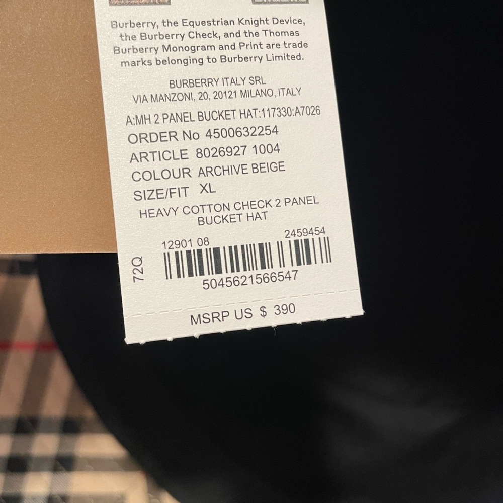 Burberry Beige Checkered Bucket Hat - Picture 10 of 11